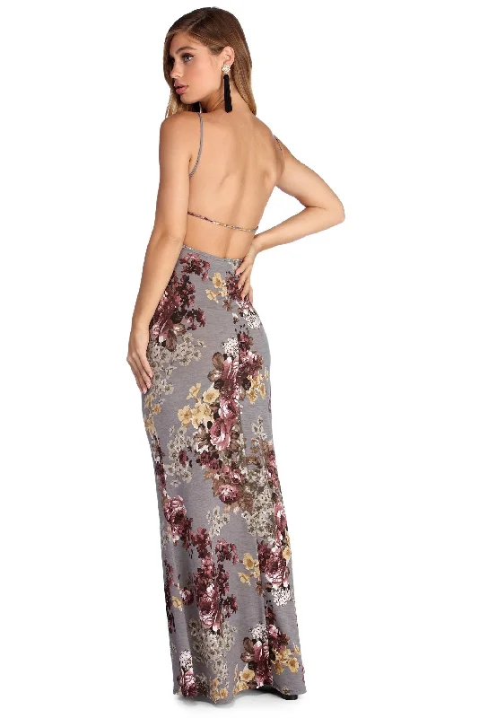 Unbeatable Prices Floral Frenzy Open Back Maxi Dreamy Draping