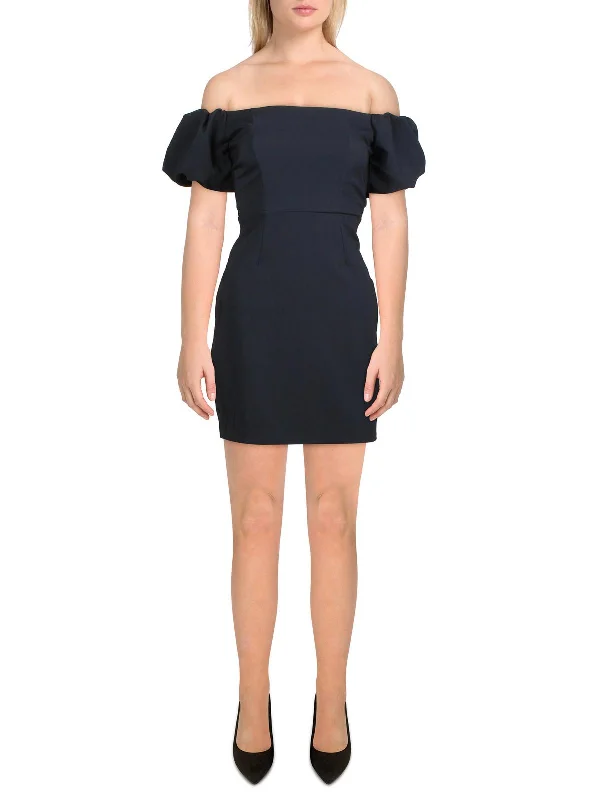 Don't Miss Out Juniors Womens Off-The-Shoulder Mini Bodycon Dress Seasonal Trend