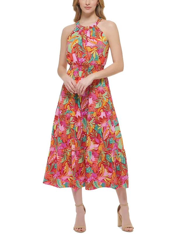 Hot Brand Discounts Womens Floral Halter Midi Dress Limited - Edition Drops