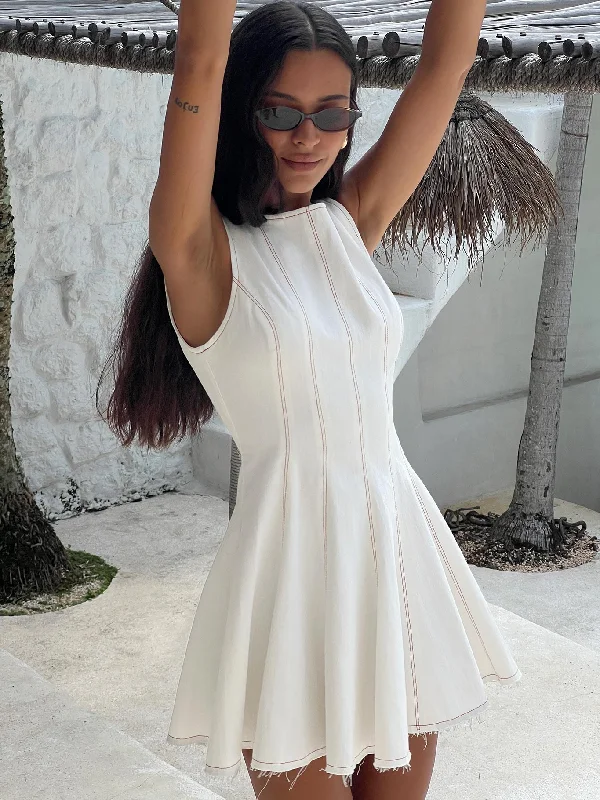 Casual Yet Chic Sales Composure Pleat Mini Dress White Elegant Attire