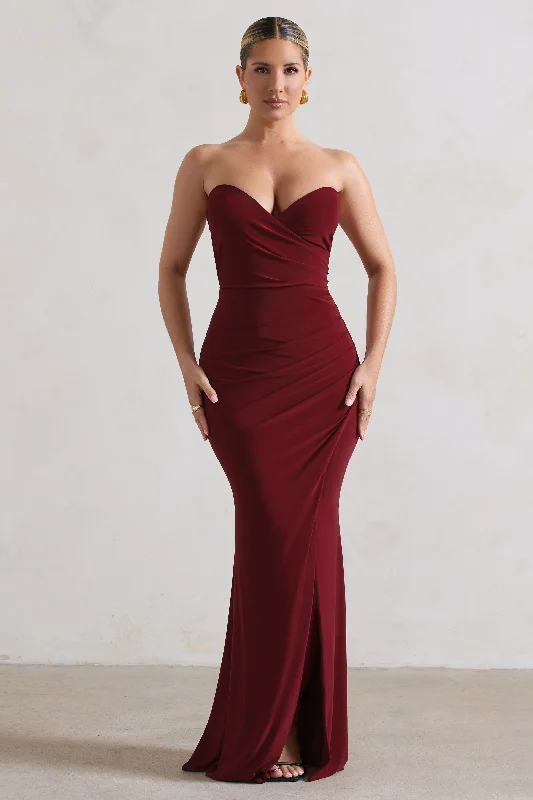 Must-Have Style Discounts Saphira | Berry Strapless Wrap Maxi Dress Graceful Movement