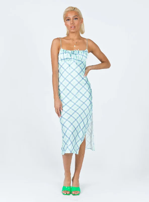 Fashionable Comfort Promotions Kirra Midi Dress Green / Blue Limited - Edition Drops