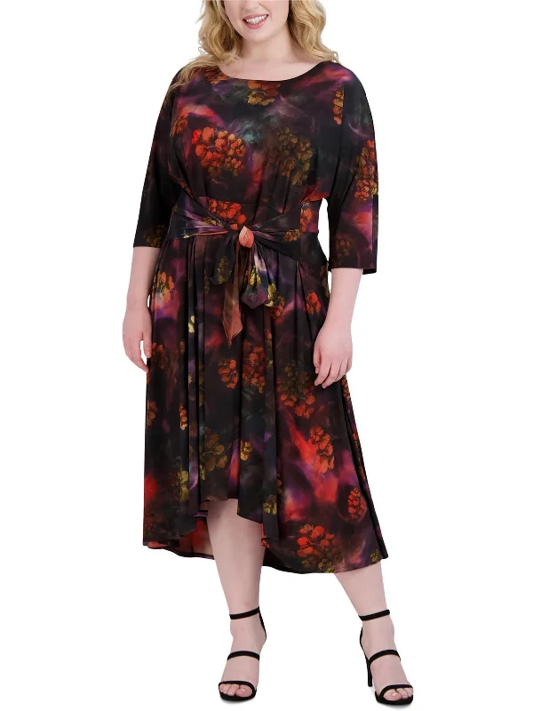 New Styles Just In Plus Womens Floral Print Tea Midi Dress Seasonal Trend