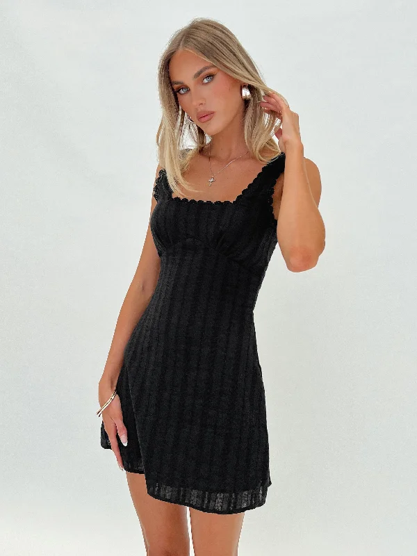 Limited Time Special Offer Dasha Mini Dress Black Elegant Details