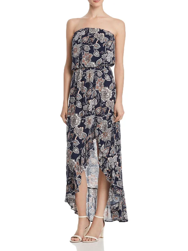 Essentials On Sale Womens Strapless Floral Maxi Dress Sleek Design