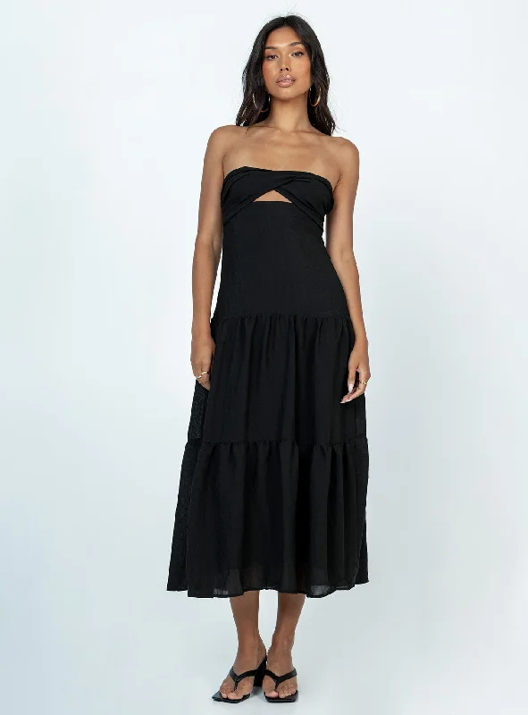 Quick Grab Deals Allie Midi Dress Black Graceful Drape