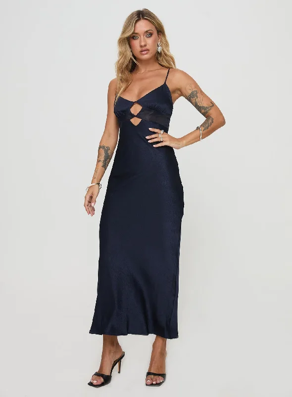 Feminine Style Promotions Leroux Maxi Dress Navy Elegant Attire