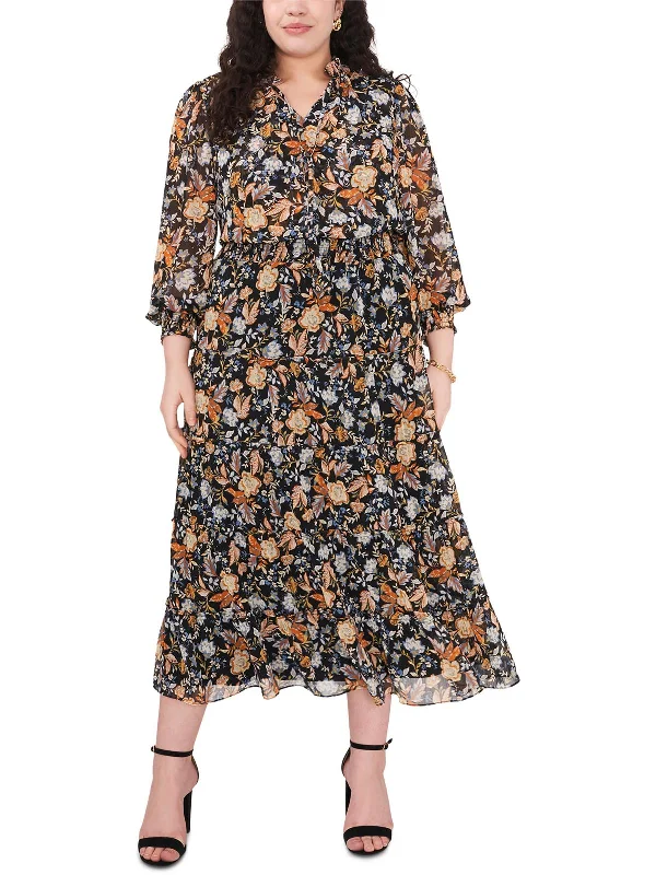 Massive Selection Sale Plus Womens Chiffon Floral Maxi Dress Effortless Comfort