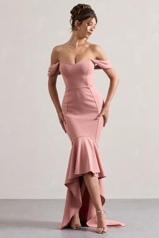 Timeless Style Promotions Cotillion | Blush Sweetheart High-Low Maxi Dress With Ruffle Hem Chic Allure