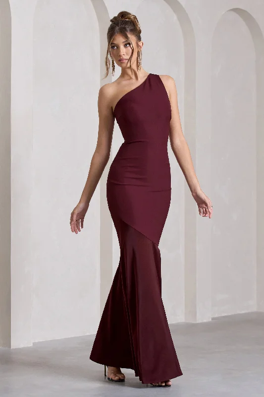 Cozy Chic Promotions Passion | Plum One Shoulder Cut-Out Maxi Dress Save on Classic Elegant Styles