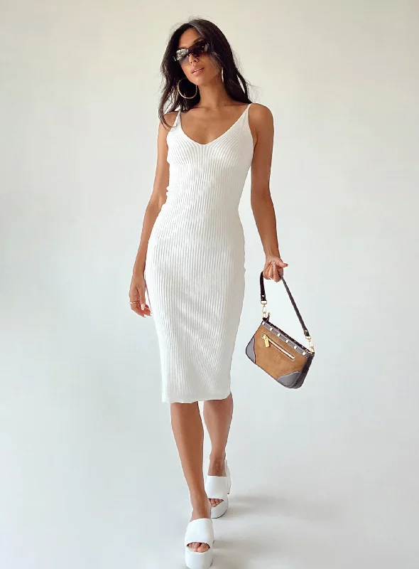 Discover Promotions Oxford Midi Dress White Charming Silhouette