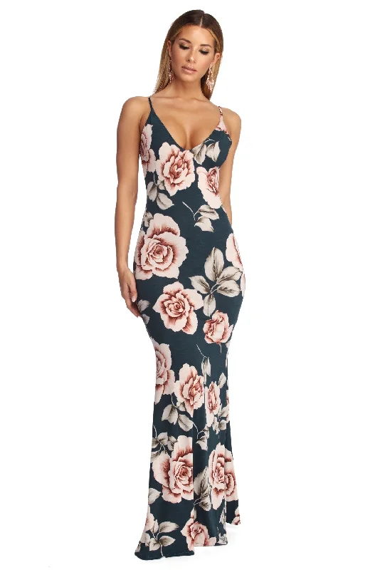 Essentials On Sale Laced In Floral Maxi Dress Sophisticated Cut