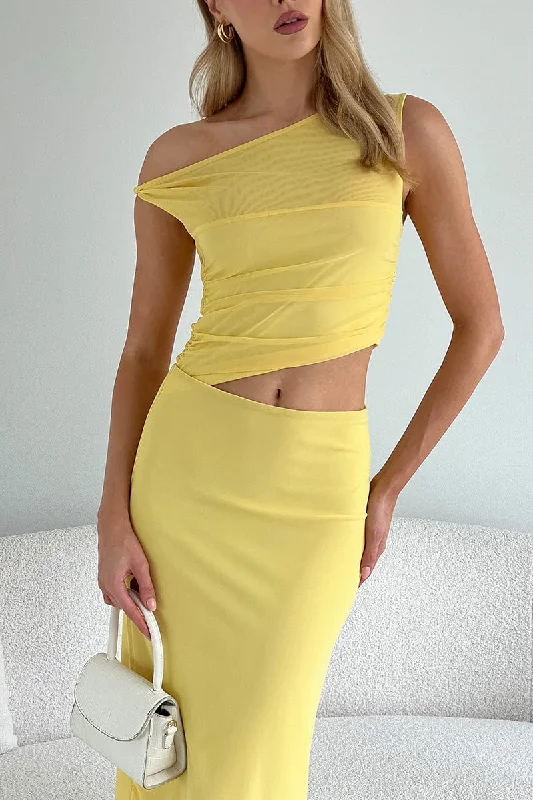 Modern Chic Discounts Yellow Bodycon Dress Maxi Mesh Romantic Flair