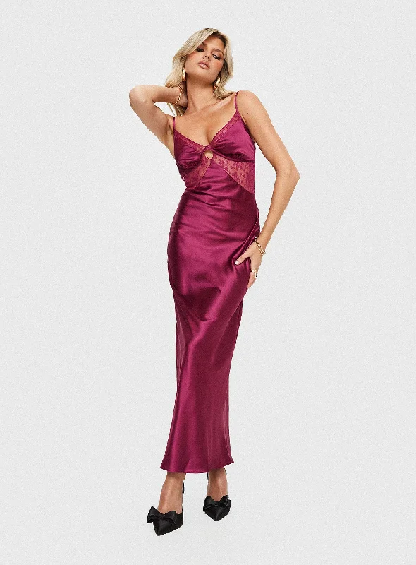 Limited Time Deal Birchwood Maxi Dress Wine Romantic Date - Night Ensemble