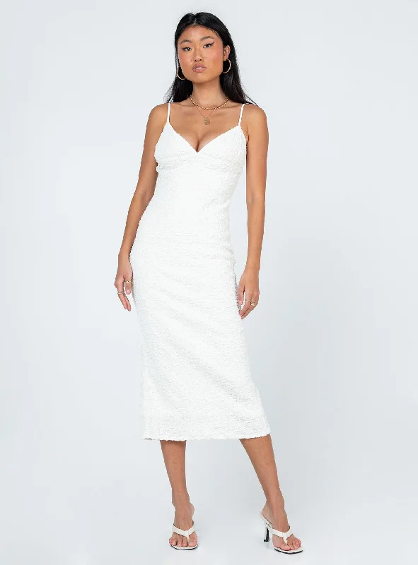 Timeless Style Promotions Char Midi Dress White Elegant Details