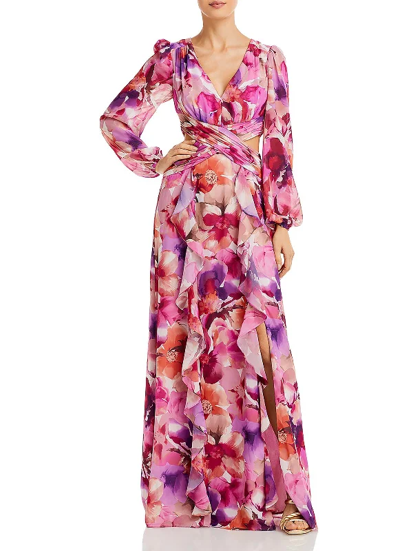 Street Style Discounts Womens Chiffon Floral Maxi Dress Dreamy Aesthetic