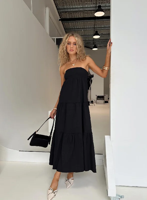 Unleash Your Fashion Osment Maxi Dress Black Romantic Date - Night Ensemble