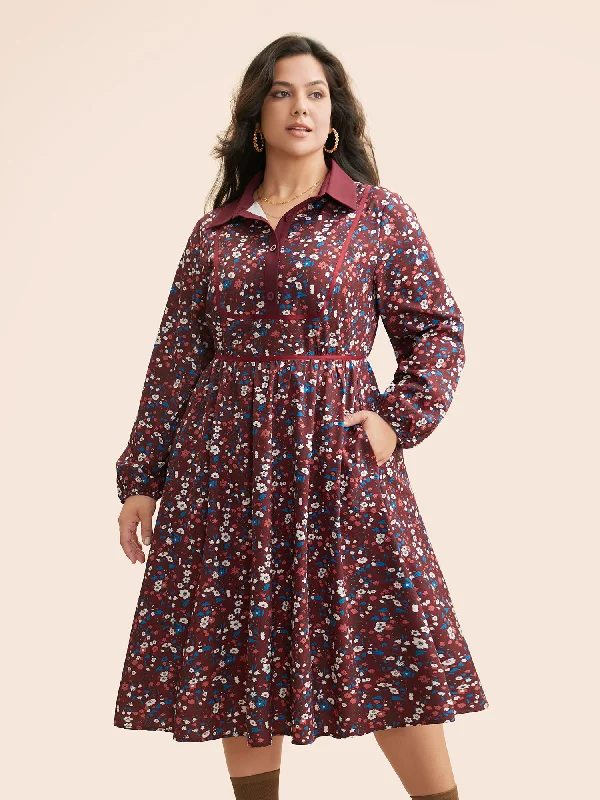 Snag Fabulous Fashion Bargains Ditsy Floral Woven Ribbon Button Up Dress Grab Romantic Date - Night Styles Now