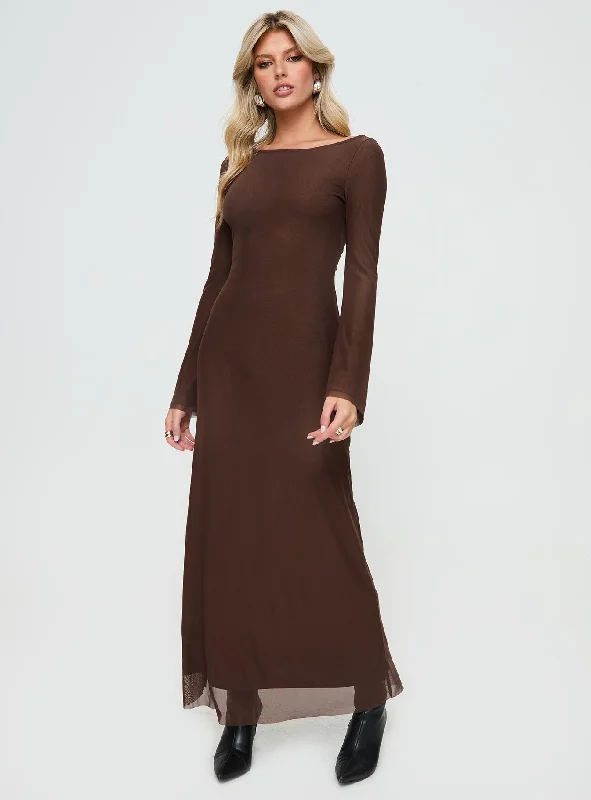 Evening Elegance Lukea Maxi Dress Chocolate Formal Outfit