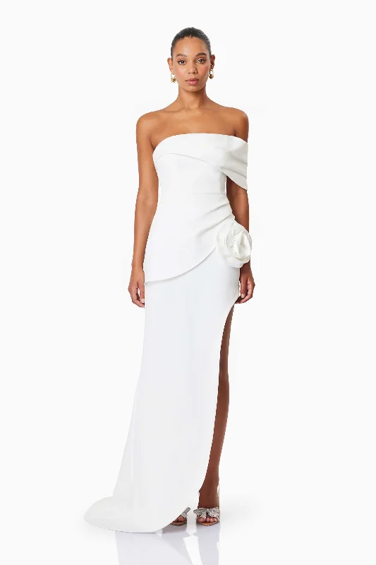 Inspired By You, Designed For You Bethany Off The Shoulder Maxi Gown In White Limited - Stock