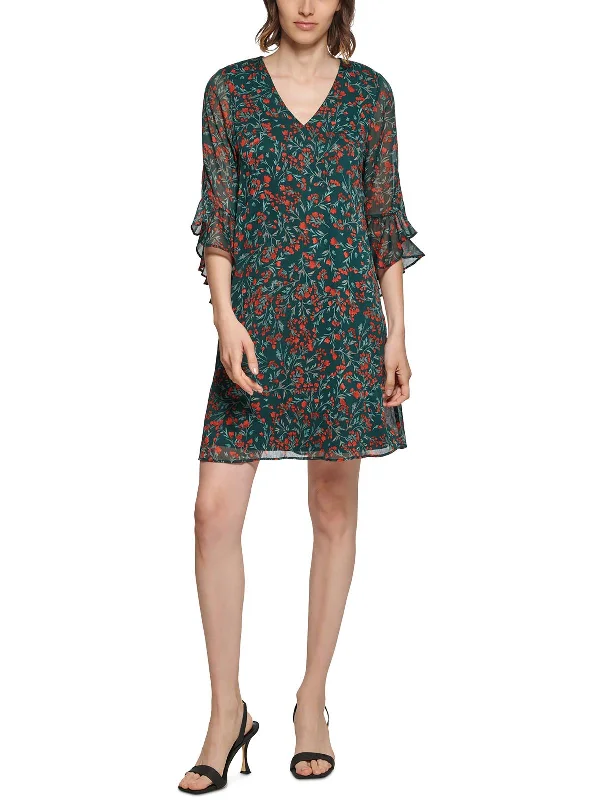 Flash Sale Now Womens Floral Print Chiffon Shift Dress Today Only