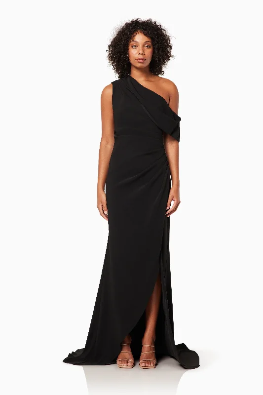 Exclusive Discounts Isadora Off The Shoulder Maxi Gown in Black Minimalist Elegant