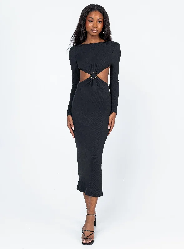 Classic Chic Deals Hunter Midi Dress Black Chic Urban Fashion Look