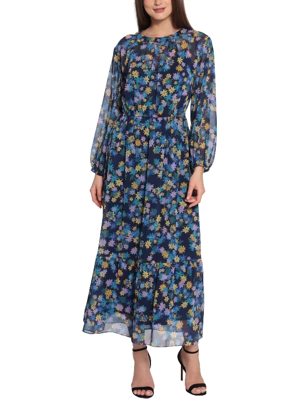 Classy Style Discounts Womens Floral Ruched Maxi Dress Effortless Sophistication