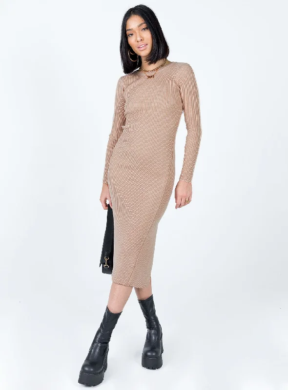 Exclusive Deals Online Tiarnie Midi Dress Beige Elevated Style