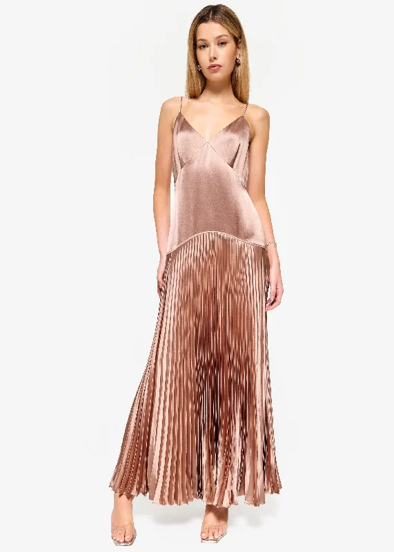 Shop Sale Items Jennelyn Pleated Gown Mink Parisian Effortless Chic Style