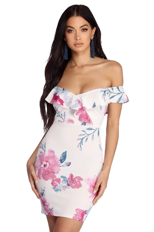 Hot Items Ruffled Floral Mini Dress Feminine Flow