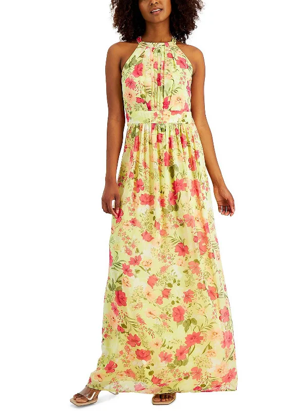 Premium Style Offers Womens Floral Print Halter Maxi Dress Playful Elegance