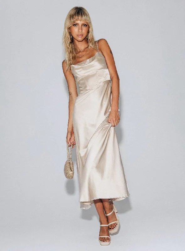 Budget Friendly Perrie Midi Dress Cream Refined Simplicity