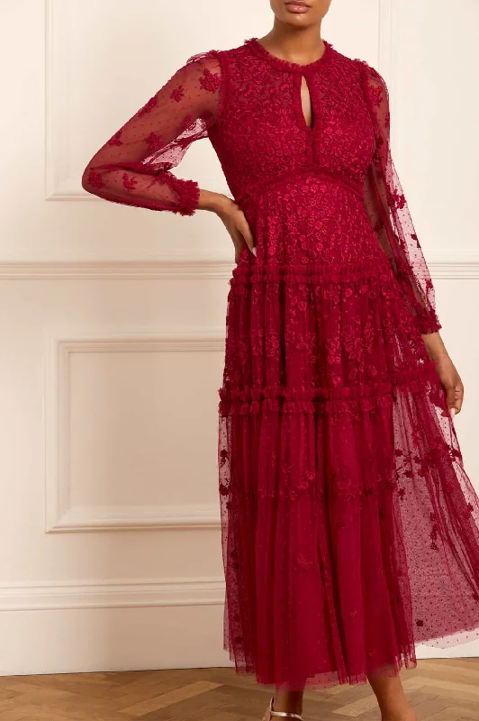 Discover Now Autumn Lace Long Sleeve Ankle Gown Refined Look