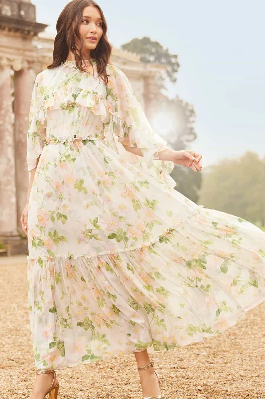 Effortless Style, Endless Impact Immortal Rose Harper Chiffon Cape Ankle Gown Flash Sale