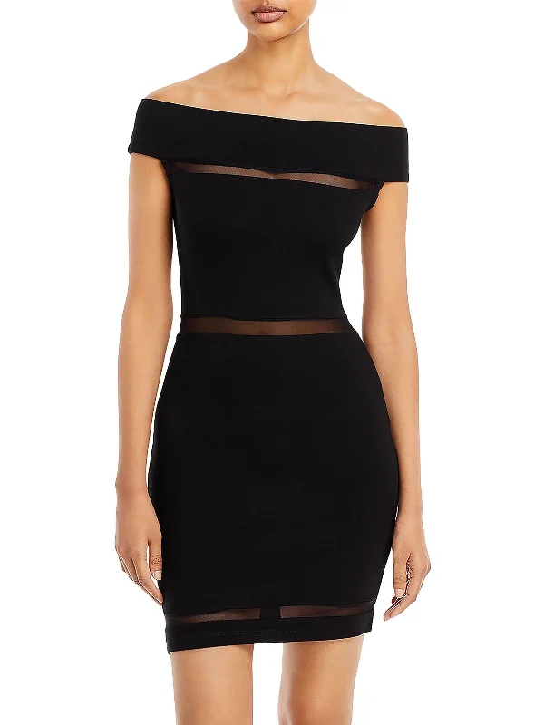 Inspired By You, Designed For You Womens Mesh Inset Above Knee Bodycon Dress Final Clearance