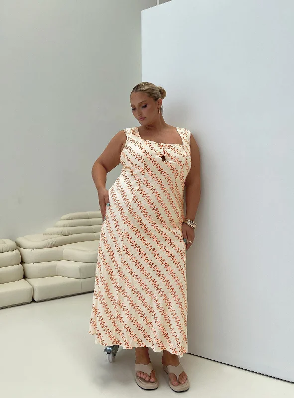 Popular Collection Chosen Girl Linen Blend Maxi Dress Multi Curve Artful Design