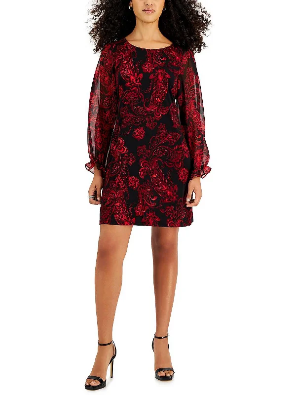 Fashion Forward Petites Womens Printed Floral Sheath Dress Exquisite Craftsmanship