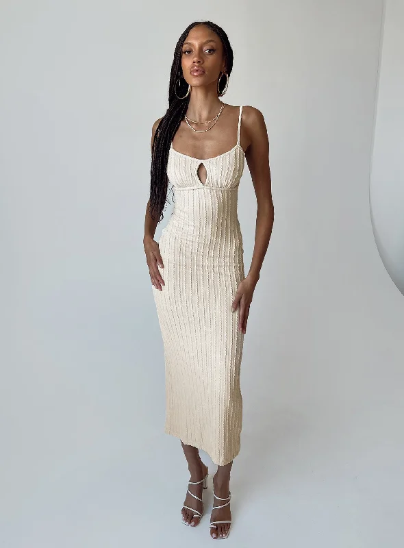 Hurry Before It'S Gone Maila Midi Dress Beige Subtle Sophistication