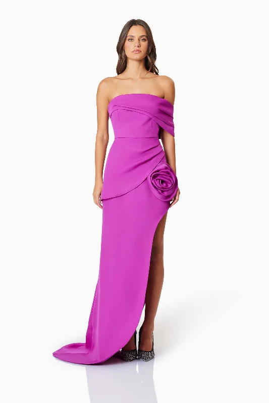 Discount Extravaganza Bethany Off The Shoulder Maxi Gown In Purple Great Deals on Ethnic Cultural Wear