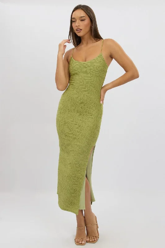 Modish Fashion Discounts Green Bodycon Dress Sleeveless Midi Modern Glamour