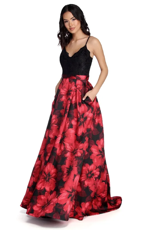 Massive Savings Marjorie Charming Florals Ball Gown Big Savings on Minimalist Office Styles