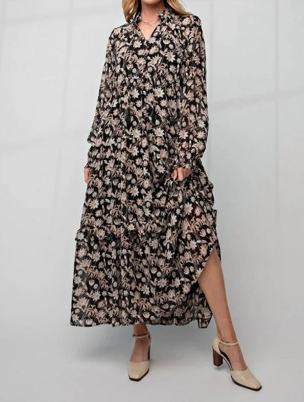 New Season Fashion Preview Sale Zoey Floral Maxi Dress In Black Luxury Style