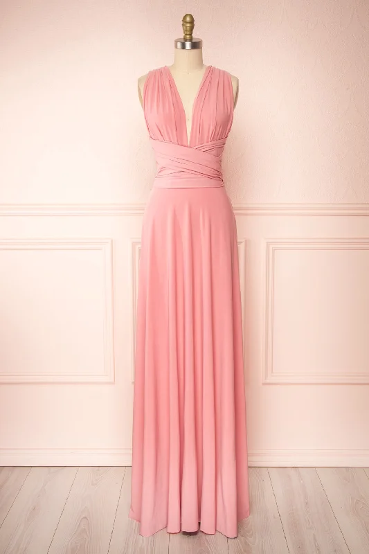 Ride The Style Wave Violaine Dusty Pink | Convertible Maxi Dress Alluring Design