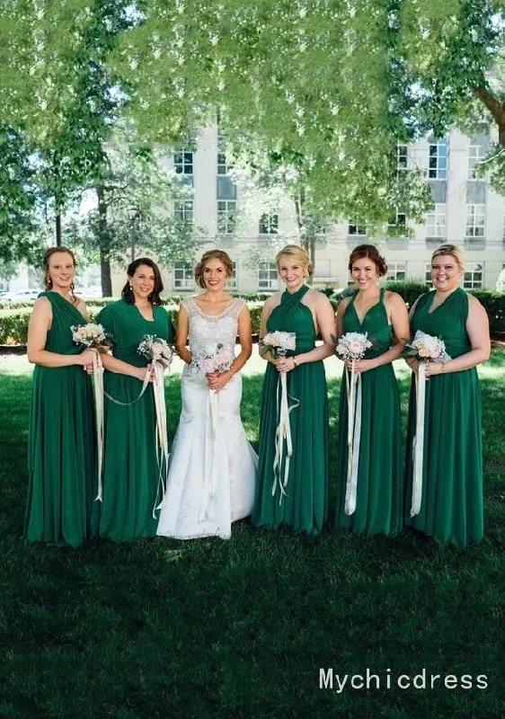 Don't Miss Out Cheap Infinity Chiffon Emerald Green Junior Bridesmaid Dresses Multiway Feminine Flow