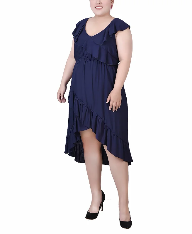 Ends Soon Plus Size Sleeveless Flounced Dress Luxe Layering