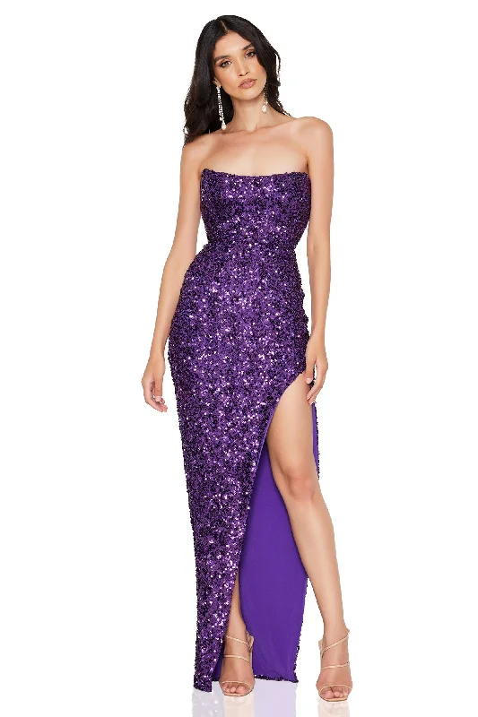 Romantic Chic Deals Nookie Revel Strapless Gown - Amethyst Soft Textures