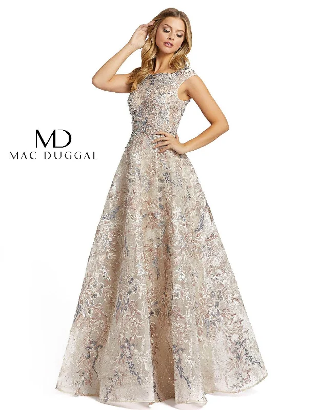 Quick Grab Deals Mac Duggal 20219 Prom Long Cap Sleeve Ball Gown Contemporary Elegance