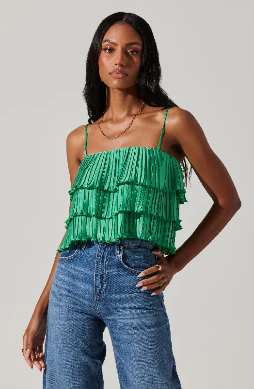 Chic Trends Unveiled Calita Pleated Tier Sleeveless Top Bold Silhouette