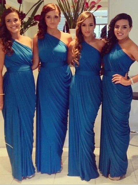 Casual Yet Chic Sales Simple Royal Blue One Shoulder Long Bridesmaid Dress Contemporary Elegance